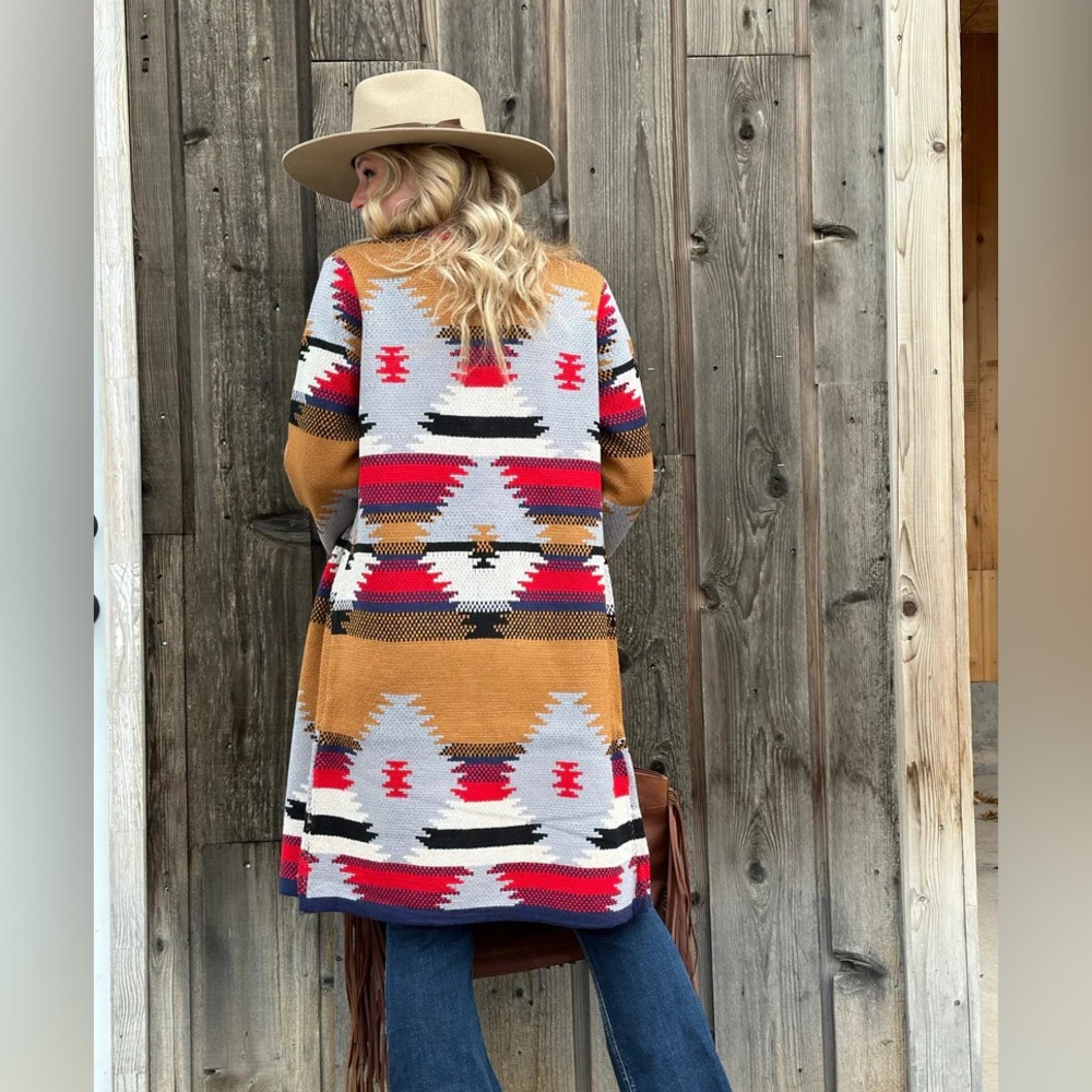 Keren Hart "The Winter On The Tejas" Aztec Cardigan, Size M